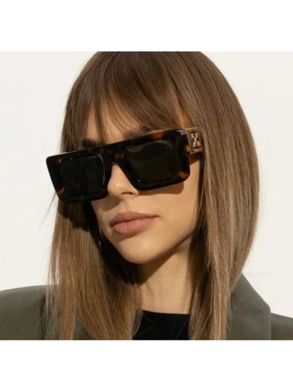 Off-White OERI049 LEONARDO 1605 Square Sunglasses – Havana / Green